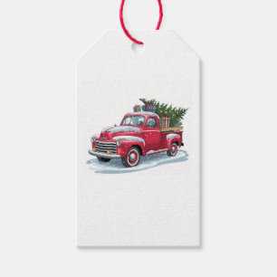 Étiquettes-cadeau Ramassage Rouge et Sapin de Noël