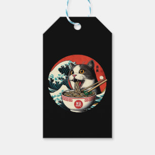 Étiquettes-cadeau Ramen de chat Art japonais Style vintage