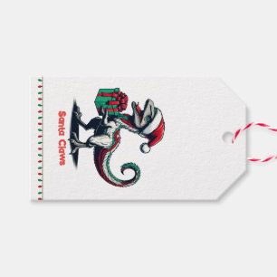 Étiquettes-cadeau rapace de Noël Santa hat