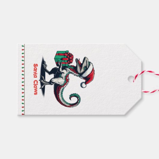 Étiquettes-cadeau rapace de Noël Santa hat (Devant (Horizontal))