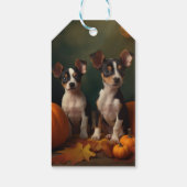 Étiquettes-cadeau Rat Terrier Chiot Automne Citrouille délice (Dos)