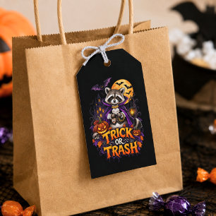 Étiquettes-cadeau Raton laveur d'Halloween Vampire ou Friandise
