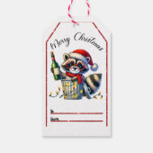 Étiquettes-cadeau Raton laveur festif avec bouteille et lumières de (Dos)