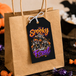 Étiquettes-cadeau Raton laveurs Halloween Hip Hop Sauvage Effrayant