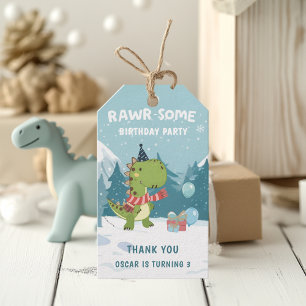 Étiquettes-cadeau RAWR-Certains Dinosaures Anniversaire hivernal