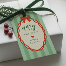 Rayé Chic Rouge & Vert Noël Rétro Joyeux