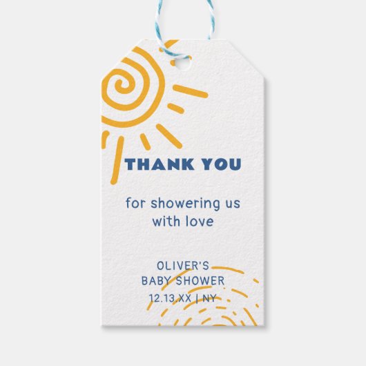 Étiquettes-cadeau Rayon Rétro Moderne Du Baby shower Soleil (Devant)