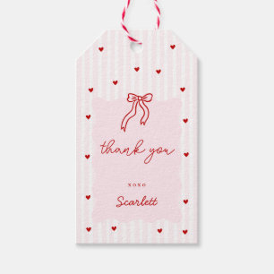 Étiquettes-cadeau Rayure rose cœur rouge Petit chéri Anniversaire