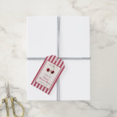 Étiquettes-cadeau Rayures de cerise Merci (Avec de la ficelle)