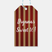 Étiquettes-cadeau Rayures rayées verticales rouges et or modèle de f (Dos)