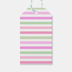Étiquettes-cadeau Rayures, rose, vert