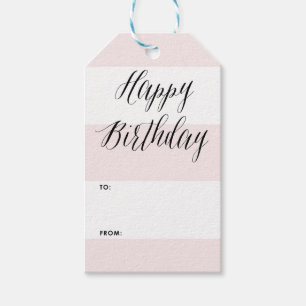 Étiquettes-cadeau Rayures roses modernes de la calligraphie de