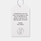 Étiquettes-cadeau Realtor New Home Félicitations Maison (Dos)