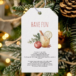 Étiquettes-cadeau Recette de Mule au Cidre de Pomme de Noël Fêtes