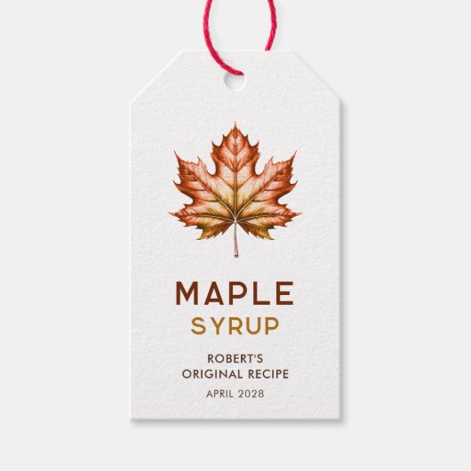 Étiquettes-cadeau Recette de sirop d'érable maison (Devant)