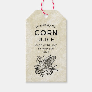 Étiquettes-cadeau Recette maison de jus de maïs vintage pour le gard