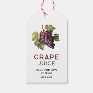 Étiquettes-cadeau Recette maison de jus de raisin avec raisins rouge