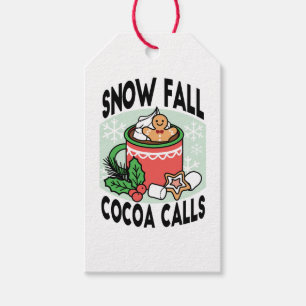 Étiquettes-cadeau Réchauffez-vous avec les appels de cacao de neige 