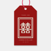 Étiquettes-cadeau Rectangle double bonheur Mariage chinois classique (Devant)