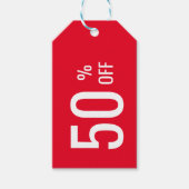 Étiquettes-cadeau Red 50% Remise VENTE Prix du produit Balise (Devant)