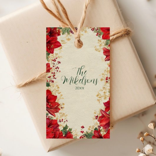 Étiquettes-cadeau Red Amaryllis Russe Noël