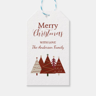 Étiquettes-cadeau Red and Cream Festive Trees Holiday Gift Tag