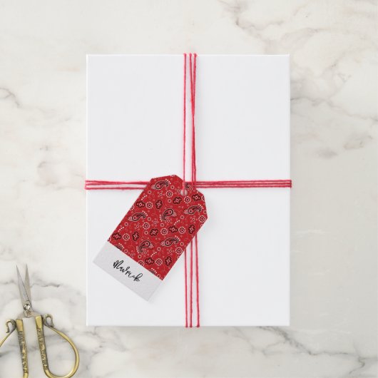 Étiquettes-cadeau Red Bandana Western Cowboy NOM Fun (Avec de la ficelle)