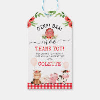 Red Barn Oink Baa Moo ferme Anniversaire Merci