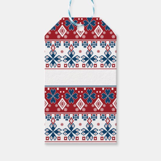 Étiquettes-cadeau Red blue ornament (Devant)