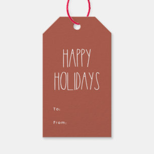 Étiquettes-cadeau Red Boho Polka Dot Joyeuses vacances à partir de