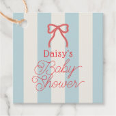 Étiquettes Cadeau Red Bow & Blue Stripes Baby Shower (Devant)