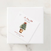 Étiquettes Cadeau Red Bow Christmas Tree Joyeux petit Baby shower (En situation)