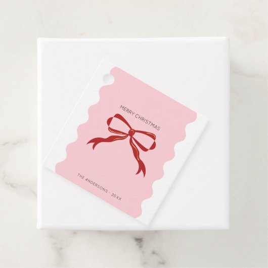Étiquettes Cadeau Red Bow Coquette Squgly Frontières Noël (En situation)
