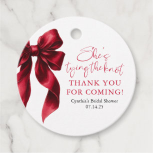 Étiquettes Cadeau Red Bow Elle noue la Fête des mariées du noeud