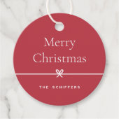 Étiquettes Cadeau Red | Bow moderne Simple minimaliste Noël (Devant)