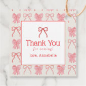 Étiquettes Cadeau Red Bow & Pink Stripes Baby Shower (Dos)