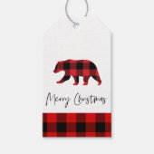 Étiquettes-cadeau Red Buffalo Plaid Bear & Joyeux Noël (Devant)