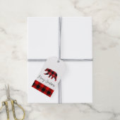 Étiquettes-cadeau Red Buffalo Plaid Bear & Joyeux Noël (Avec de la ficelle)
