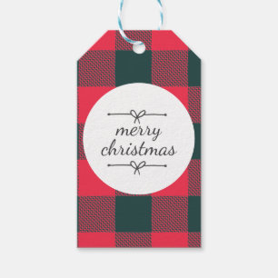 Étiquettes-cadeau Red Buffalo Plaid Christmas Holidays Nom Modèle