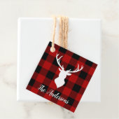 Étiquettes Cadeau Red Buffalo Plaid & Deer | Nom personnel Cadeau (En situation)
