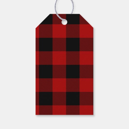 Étiquettes-cadeau Red Buffalo Plaid & Joyeux Noël |Nom personnel (Dos)