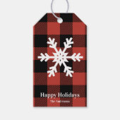 Étiquettes-cadeau Red Buffalo Plaid & Snowflake | Joyeuses fêtes (Devant)