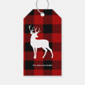 Étiquettes-cadeau Red Buffalo Plaid & White Deer | Nom personnel (Devant)