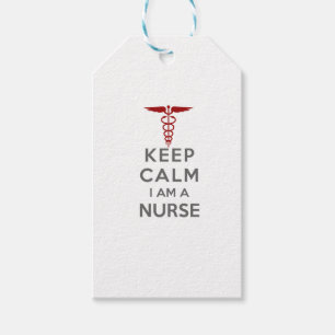 Étiquettes-cadeau Red Caduceus Keep Calm Je suis une infirmière