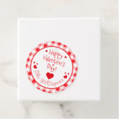 Étiquettes Cadeau Red Check Red Hearts Valentine's Day Paper (En situation)