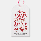 Étiquettes-cadeau Red Cher Père Noël Laissez-moi expliquer Lettering (Devant)