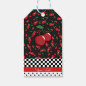 Étiquettes-cadeau Red Cherries Retro Black White Red Party Favoriser (Devant)