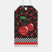 Étiquettes-cadeau Red Cherries Retro Black White Red Party Favoriser (Dos)