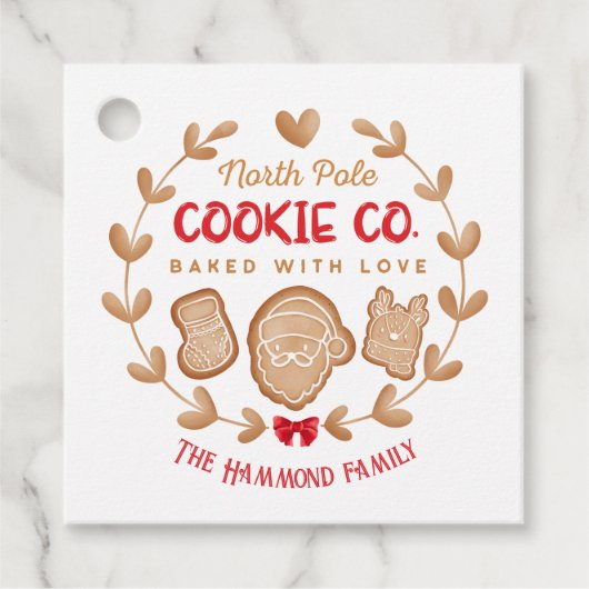 Étiquettes Cadeau Red Cute Gingerbread Noël Cookies Exchange (Devant)