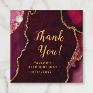 Étiquettes Cadeau Red et Gold Agate Anniversaire Merci